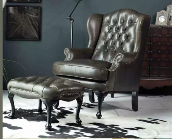 ROMSEY WING CHAIR & OTTOMAN - Classic Chesterfield
