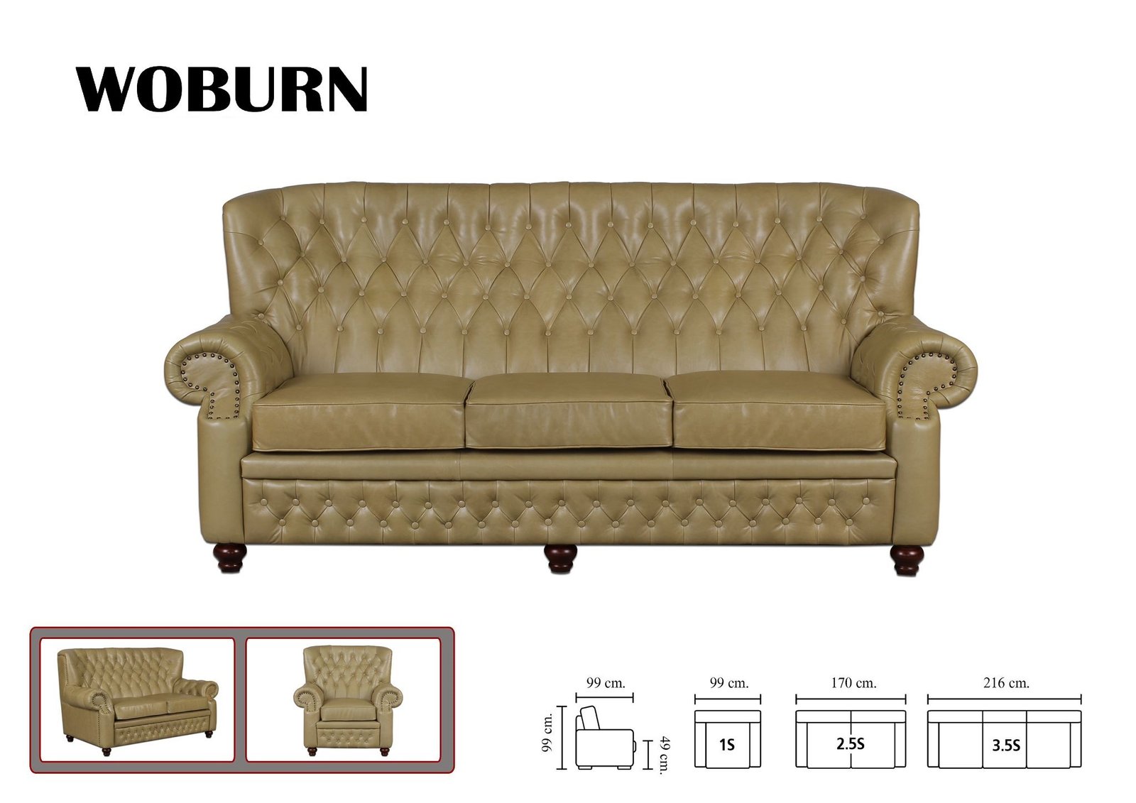 Woburn Chesterfield Sizechart