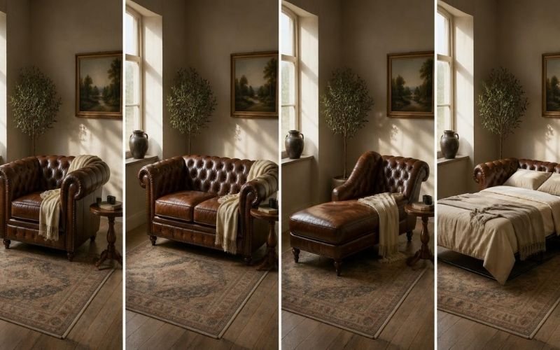 Chesterfield chair versus 2-seater sofa for a reading nook